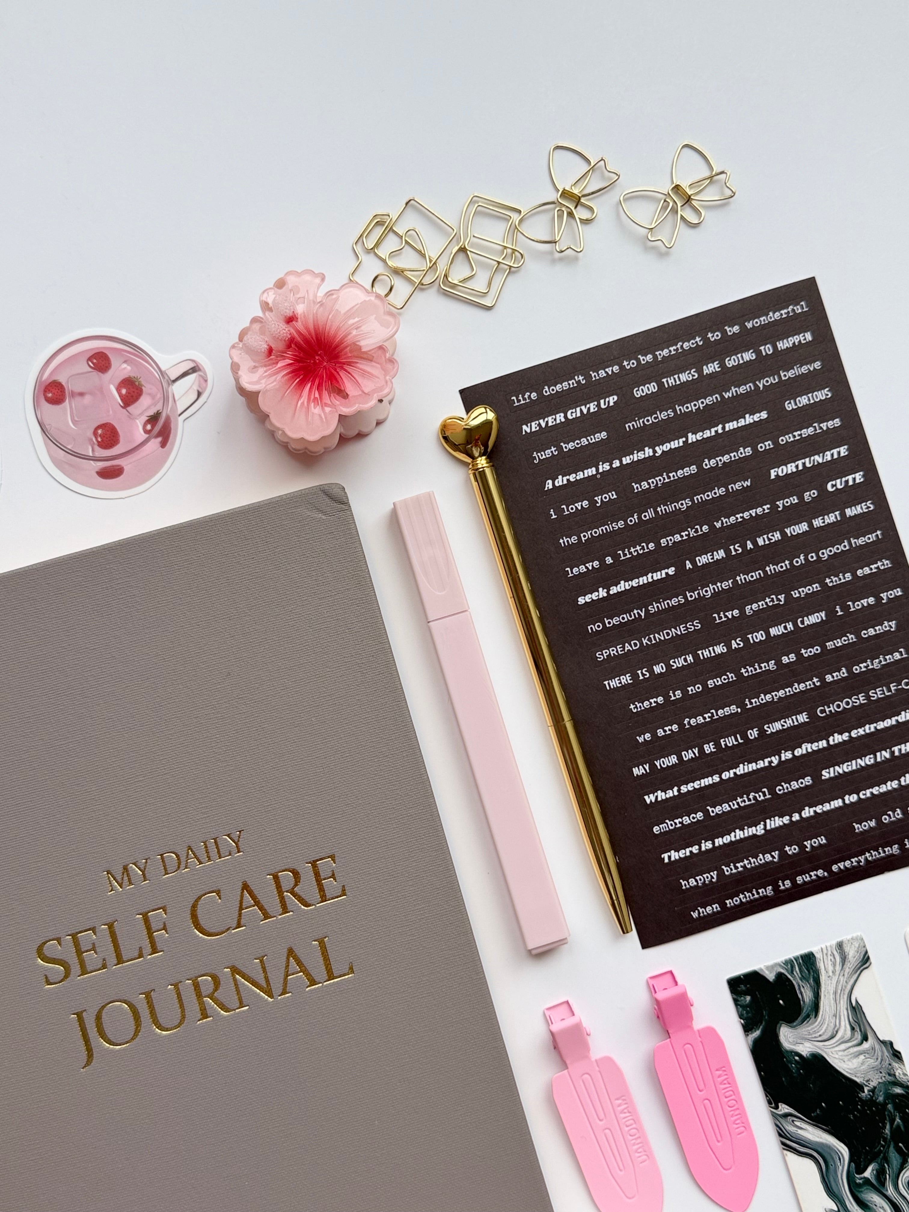 Mini Self-Care Journaling Set | Soft Stone Stationery Bundle 🩶🌸