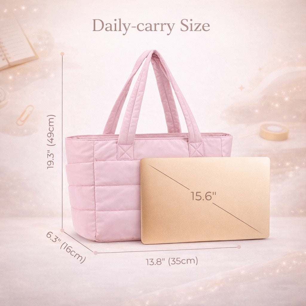 Quilted Daily Tote Bag — Pink 🎀