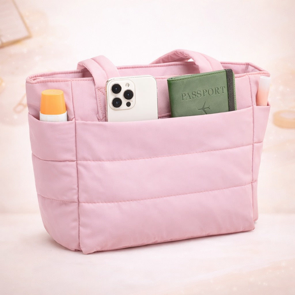 Quilted Daily Tote Bag — Pink 🎀