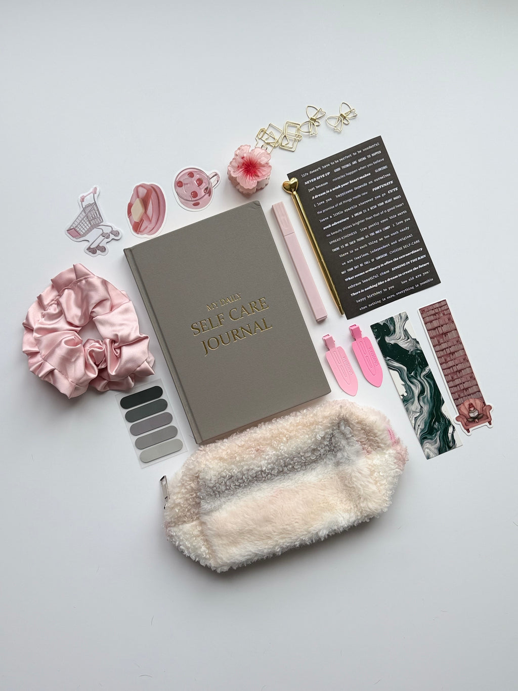 Mini Self-Care Journaling Set | Soft Stone Stationery Bundle 🩶🌸