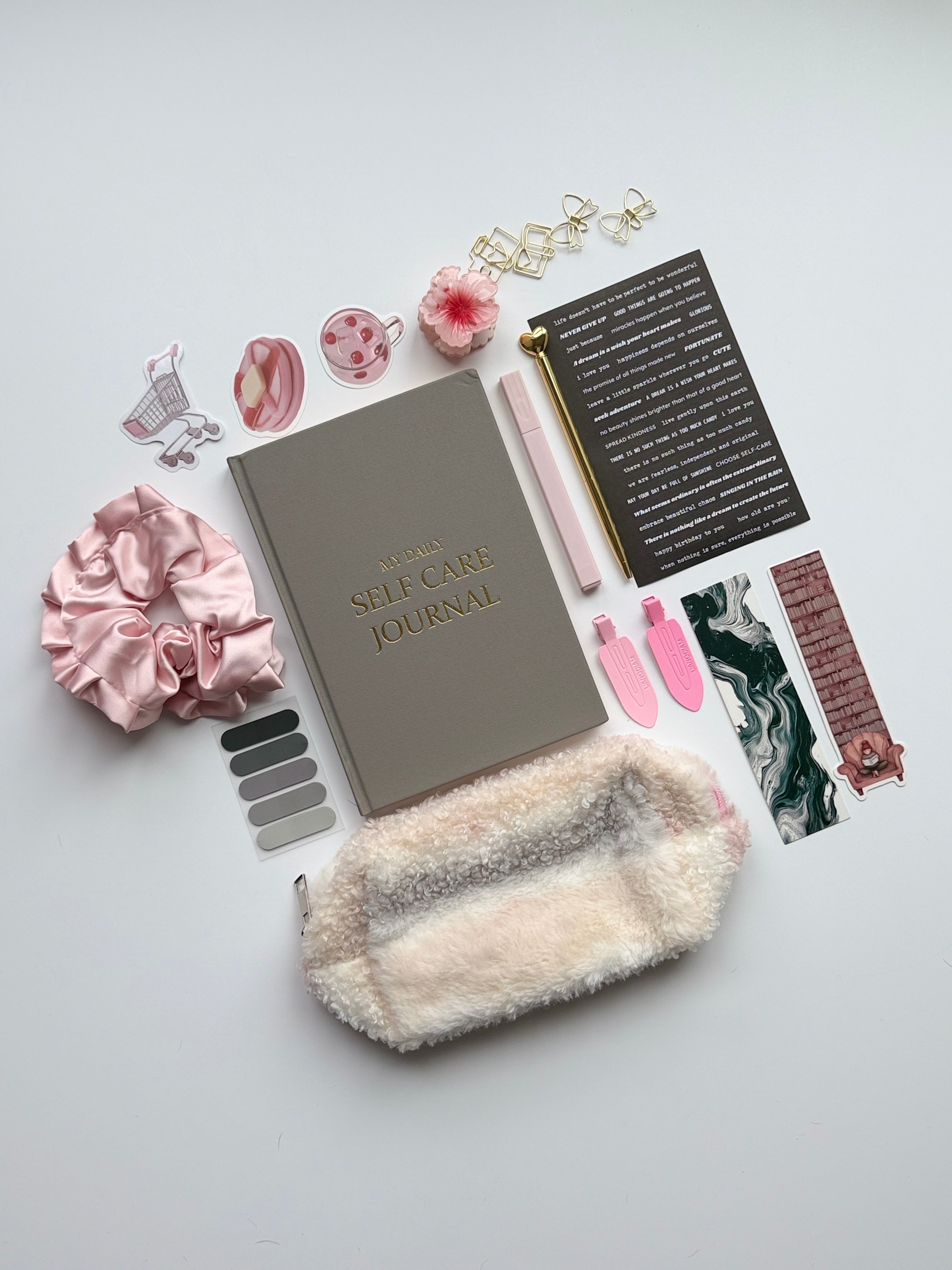 Mini Self-Care Journaling Set | Soft Stone Stationery Bundle 🩶🌸