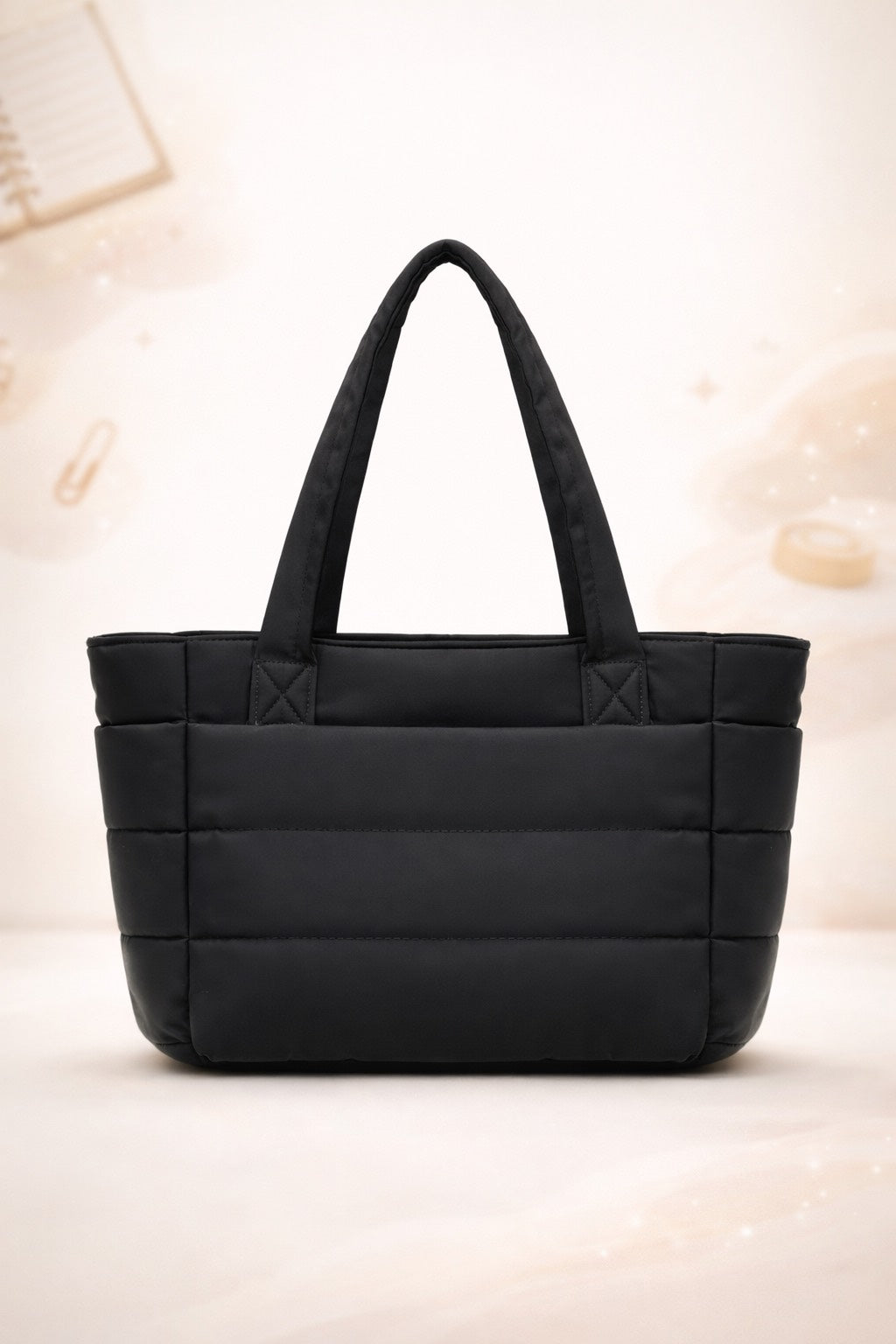 Quilted Daily Tote Bag — Black 🖤
