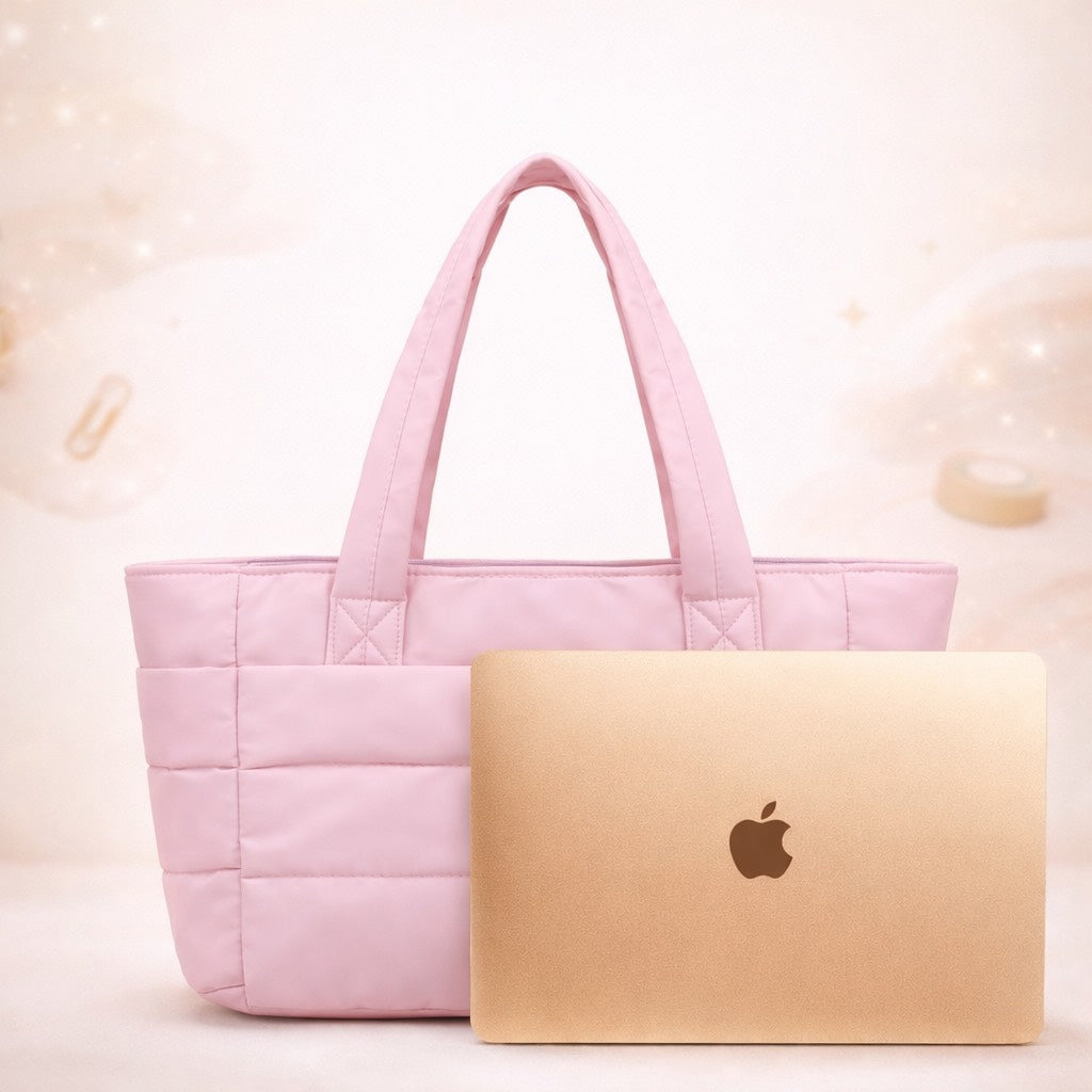 Quilted Daily Tote Bag — Pink 🎀