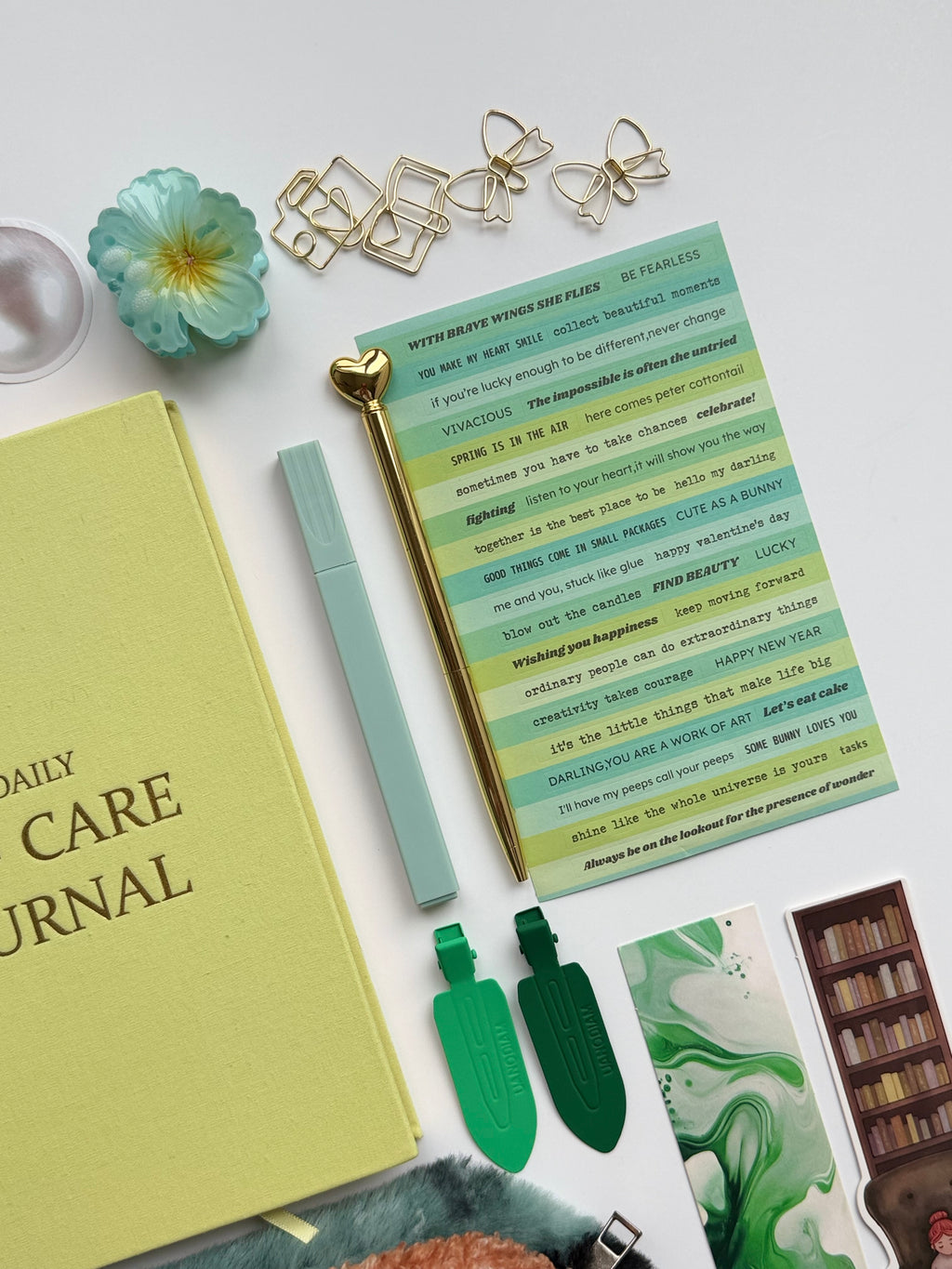 Mini Self-Care Journaling Set | Mindful Green Stationery Bundle 🌱✨